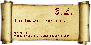 Breslmayer Leonarda névjegykártya